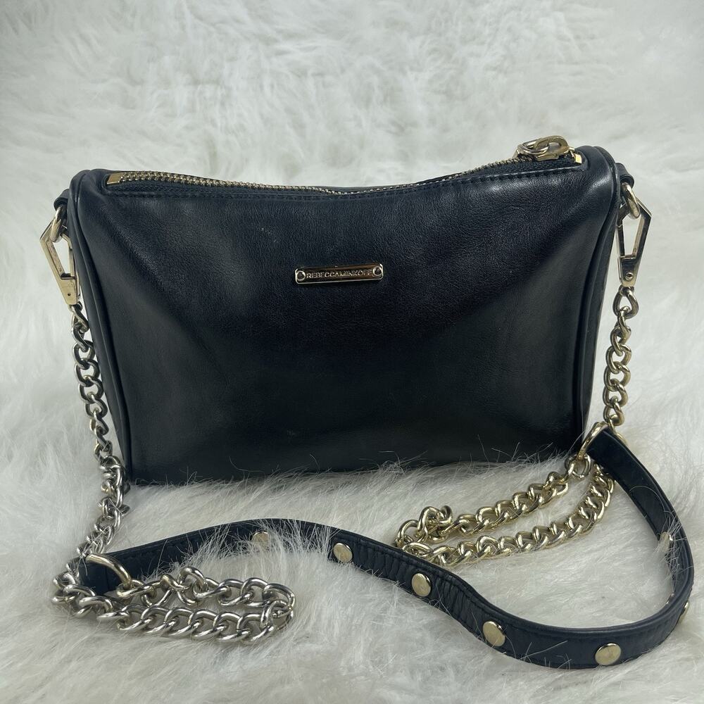 Rebecca Minkoff Zipper Leather Black Crossbody Bag